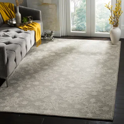 Safavieh Blossom Hand Made Area Rug, Light Beige Transitional Style Non-shedding In Gray