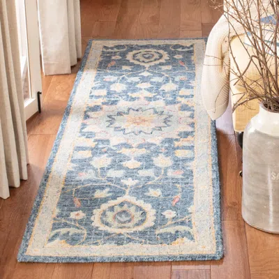 Safavieh Blossom Hand Made Area Rug, Navy / Multi Traditional Style Non-shedding