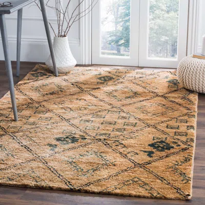 Safavieh Bohemian Hand Made Area Rug, Natural / Deep Teal Bohemian Style Non-shedding