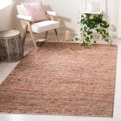 Safavieh Bohemian Hand Made Area Rug, Natural / Pink Solid / Tonal Style Non-shedding In Brown