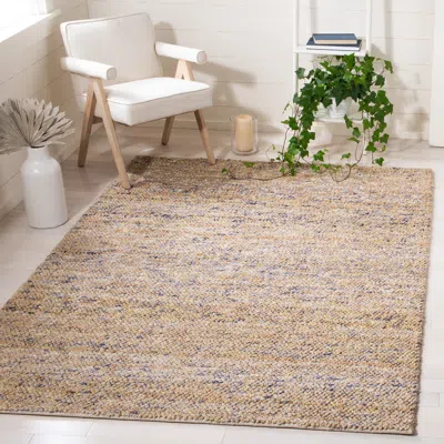 Safavieh Bohemian Hand Made Area Rug, Natural / Purple Solid / Tonal Style Non-shedding In Brown