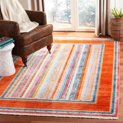 Safavieh Bokhara Machine Made Area Rug, Orange / Blue Bohemian Style Easy Care