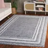 Safavieh Border & Stripe Shag Area Rug, Grey / Ivory Flokati Style Non-shedding