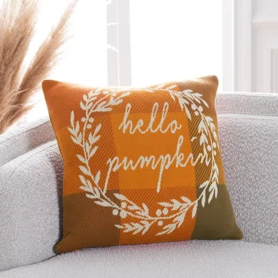 Safavieh Boville Cotton Plaid Throw Pillow In Orange