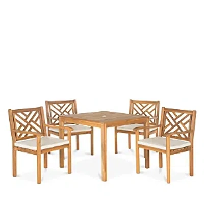 Safavieh 5pc Outdoor Bradbury Dining Set In Natural/beige