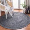 Safavieh Braided Flat Weave Area Rug, Charcoal Country Floral Style Easy Care In Gray