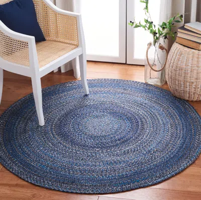 Safavieh Braided Flat Weave Area Rug, Navy Country Floral Style Easy Care