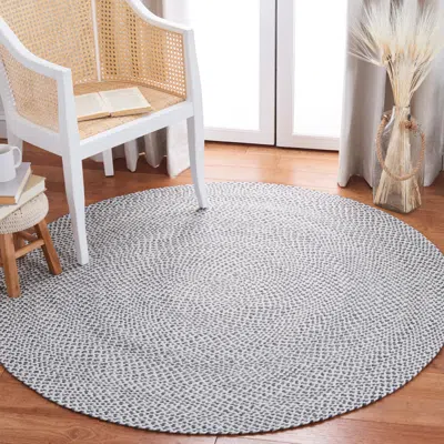 Safavieh Braided Hand Made Area Rug, Grey / Ivory Country Floral Style Non-shedding In Gray