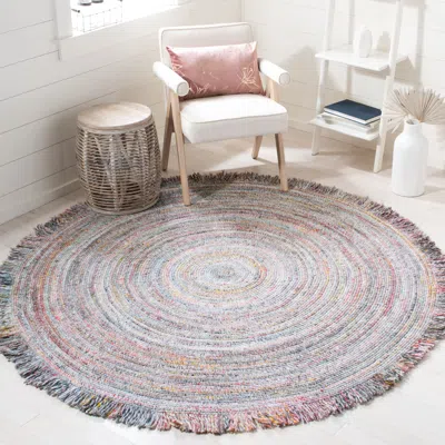 Safavieh Braided Hand Made Area Rug, Grey / Red Bohemian Style Non-shedding In Multi