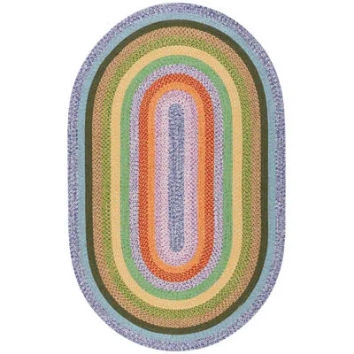 Safavieh Braided Hand Woven Performance Machine Washable Geometric Indoor/outdoor Area Rug In Green,rust