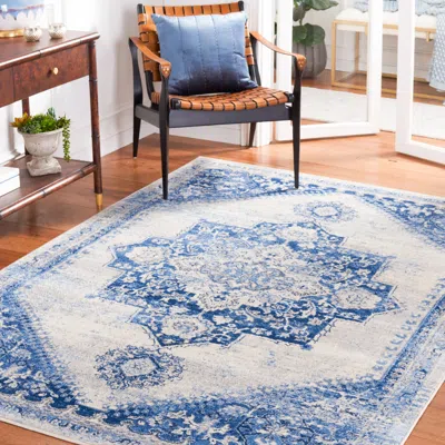 Safavieh Brentwood Machine Made Area Rug, Blue / Ivory Traditional Style Easy Care