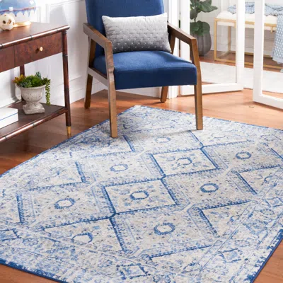 Safavieh Brentwood Machine Made Area Rug, Blue / Ivory Traditional Style Easy Care
