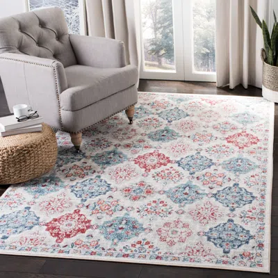 Safavieh Brentwood Machine Made Area Rug, Cream / Blue Traditional Style Easy Care In Multi
