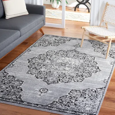 Safavieh Brentwood Machine Made Area Rug, Grey / Black Traditional Style Easy Care In Blue