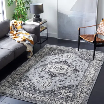 Safavieh Brentwood Machine Made Area Rug, Grey / Black Traditional Style Easy Care In Gray