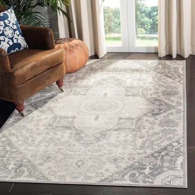Safavieh Brentwood Machine Made Area Rug, Grey / Cream Traditional Style Easy Care In Gray