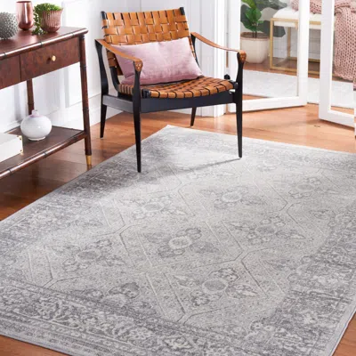 Safavieh Brentwood Machine Made Area Rug, Grey / Ivory Traditional Style Easy Care In Gray
