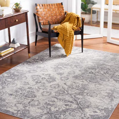 Safavieh Brentwood Machine Made Area Rug, Grey / Ivory Traditional Style Easy Care In Gray