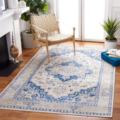 Safavieh Brentwood Machine Made Area Rug, Ivory / Blue Traditional Style Easy Care