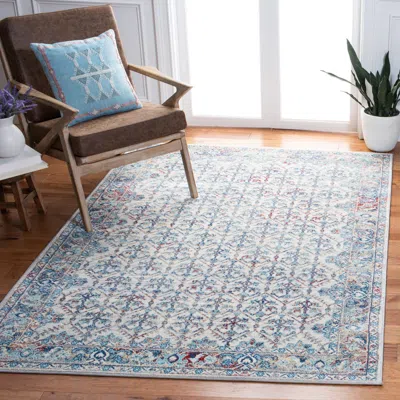 Safavieh Brentwood Machine Made Area Rug, Ivory / Blue Traditional Style Easy Care