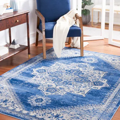Safavieh Brentwood Machine Made Area Rug, Ivory / Blue Traditional Style Easy Care