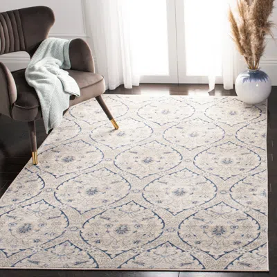 Safavieh Brentwood Machine Made Area Rug, Light Grey / Blue Traditional Style Easy Care In Gray