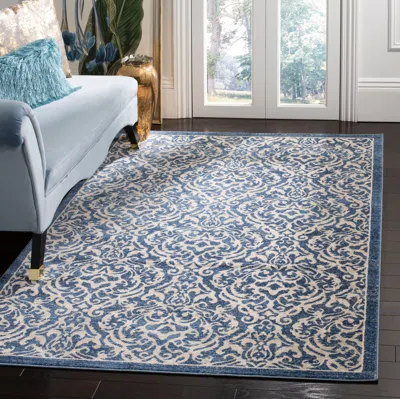 Safavieh Brentwood Machine Made Area Rug, Navy / Creme Traditional Style Easy Care