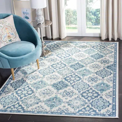 Safavieh Brentwood Machine Made Area Rug, Navy / Grey Traditional Style Easy Care In Blue