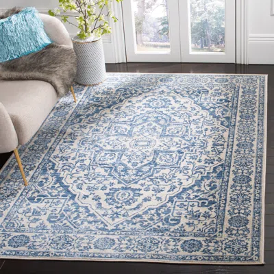 Safavieh Brentwood Machine Made Area Rug, Navy / Light Grey Traditional Style Easy Care
