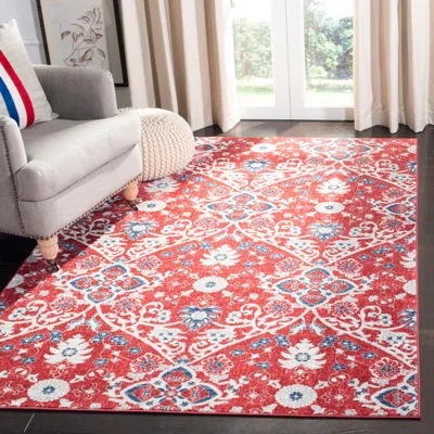 Safavieh Brentwood Machine Made Area Rug, Red / Ivory Traditional Style Easy Care