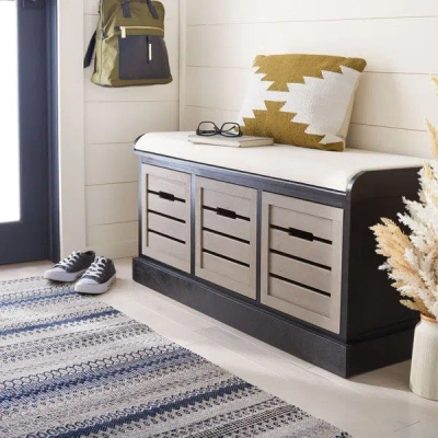 Safavieh Briar 3 Drawer Cushion Bench In Black
