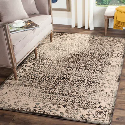 Safavieh Brilliance Machine Made Area Rug, Cream / Dark Grey Traditional Style Easy Care In Neutral
