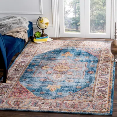 Safavieh Bristol Machine Made Area Rug, Blue / Ivory Traditional Style Easy Care