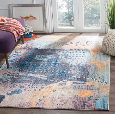 Safavieh Bristol Machine Made Area Rug, Multi Contemporary Style Easy Care In Blue