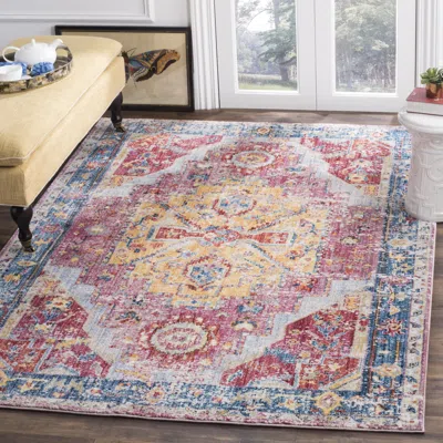 Safavieh Bristol Machine Made Area Rug, Red / Blue Traditional Style Easy Care In Multi