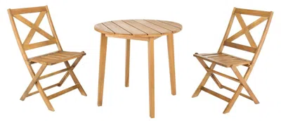 Safavieh Bruna 3 Piece Bistro Set In Teak