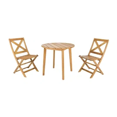 Safavieh Bruna Patio Collection 3-pc. Bistro Set Folding In Brown