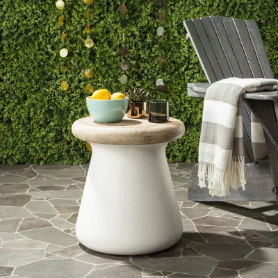 Safavieh Button Indoor/outdoor Modern Concrete Round 18.1-inch H Accent Table In White