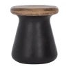 Safavieh Button Patio Side Tables Weather Resistant Cement Side Table In Black