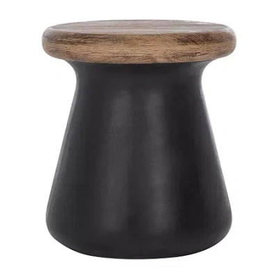 Safavieh Button Patio Side Tables Weather Resistant Cement Side Table In Black