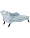 Safavieh Caiden Velvet Chaise With Pillow In Slate Blue/espresso