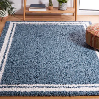 Safavieh Calico Shag Area Rug, Blue / Ivory Modern Style Non-shedding