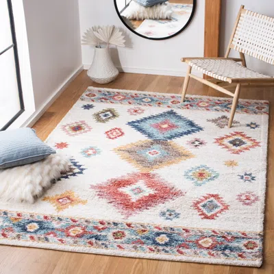 Safavieh Calista Machine Made Area Rug, Ivory / Blue Bohemian Style Easy Care