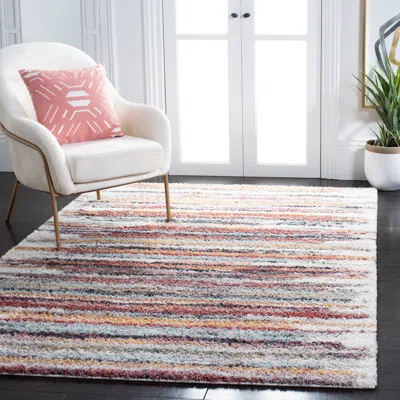 Safavieh Calista Machine Made Area Rug, Rust / Gold Shag / Flokati Style Easy Care