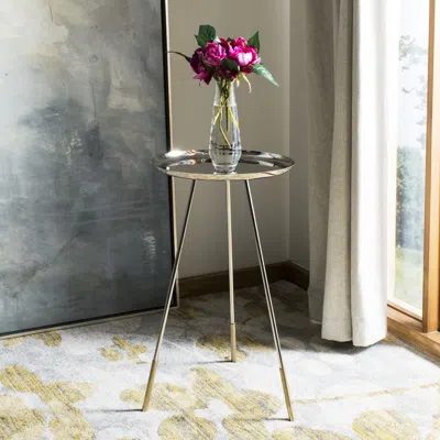 Safavieh Calix Side Table With Gold Cap In Gray