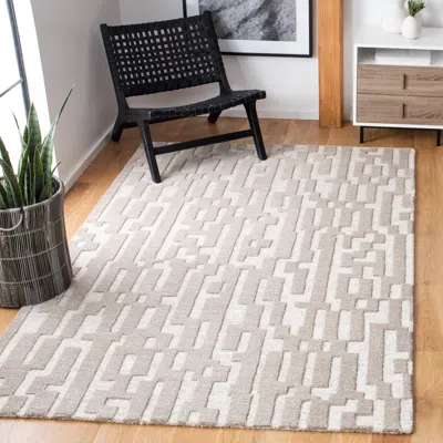 Safavieh Cambridge Hand Made Area Rug, Beige / Grey Contemporary Style Non-shedding In Gray