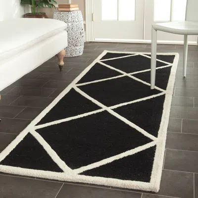Safavieh Cambridge Hand Made Area Rug, Black / Ivory Contemporary Style Non-shedding