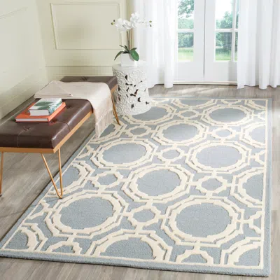Safavieh Cambridge Hand Made Area Rug, Blue / Ivory Contemporary Style Non-shedding In Gray