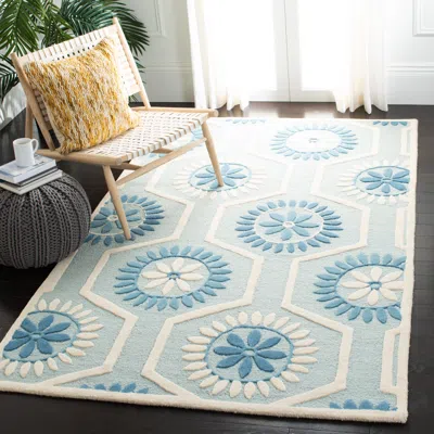 Safavieh Cambridge Hand Made Area Rug, Blue / Ivory Contemporary Style Non-shedding