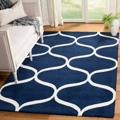 Safavieh Cambridge Hand Made Area Rug, Dark Blue / Ivory Contemporary Style Non-shedding